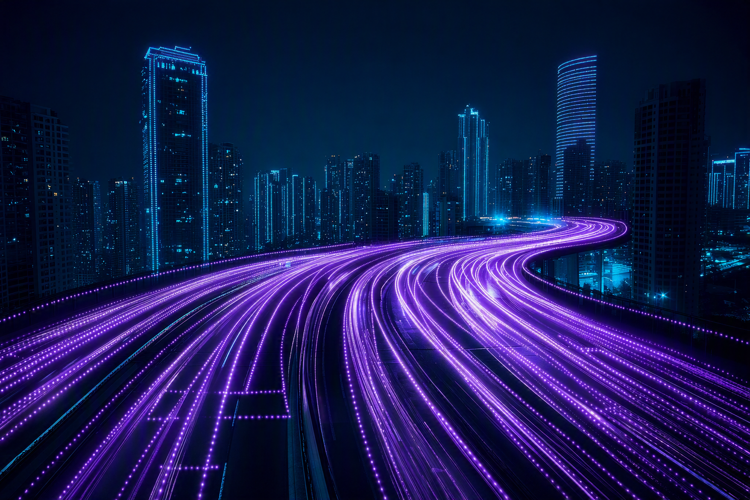 City skyline with automation light trails - Transforming Your Business